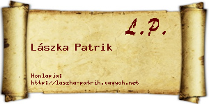 Lászka Patrik névjegykártya