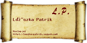 Lászka Patrik névjegykártya